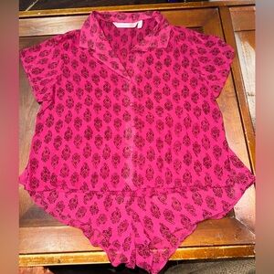 Vintage Victoria’s Secret Intimates Paisley Sheer Pink Pajama Set Size Medium 98